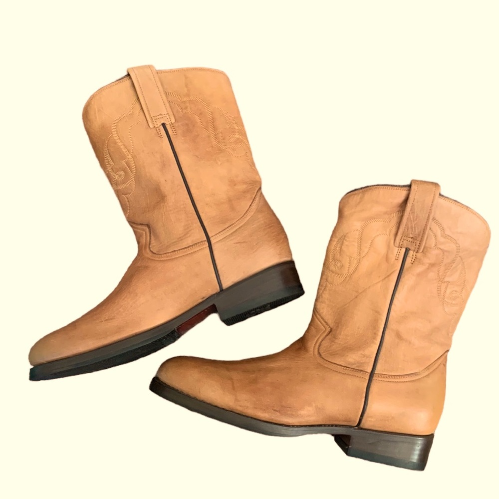 Rudel Leather Butterscotch Oil Resistant Western Boots Mens Wide Size 8.5E
